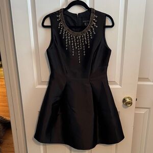 Cynthia Rowley Black Mini Dress with Silver Embellishments